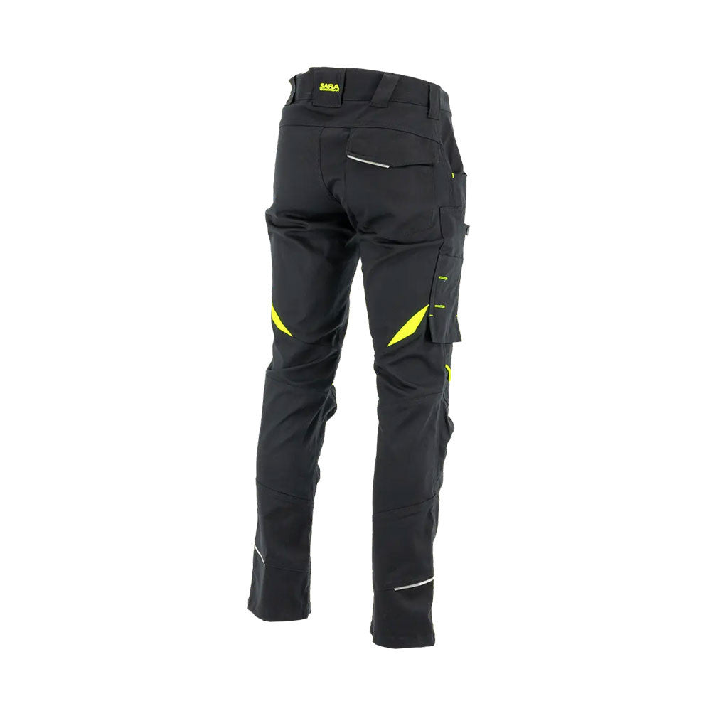 Sara Cottonflex deréknadrág - fekete - sárga