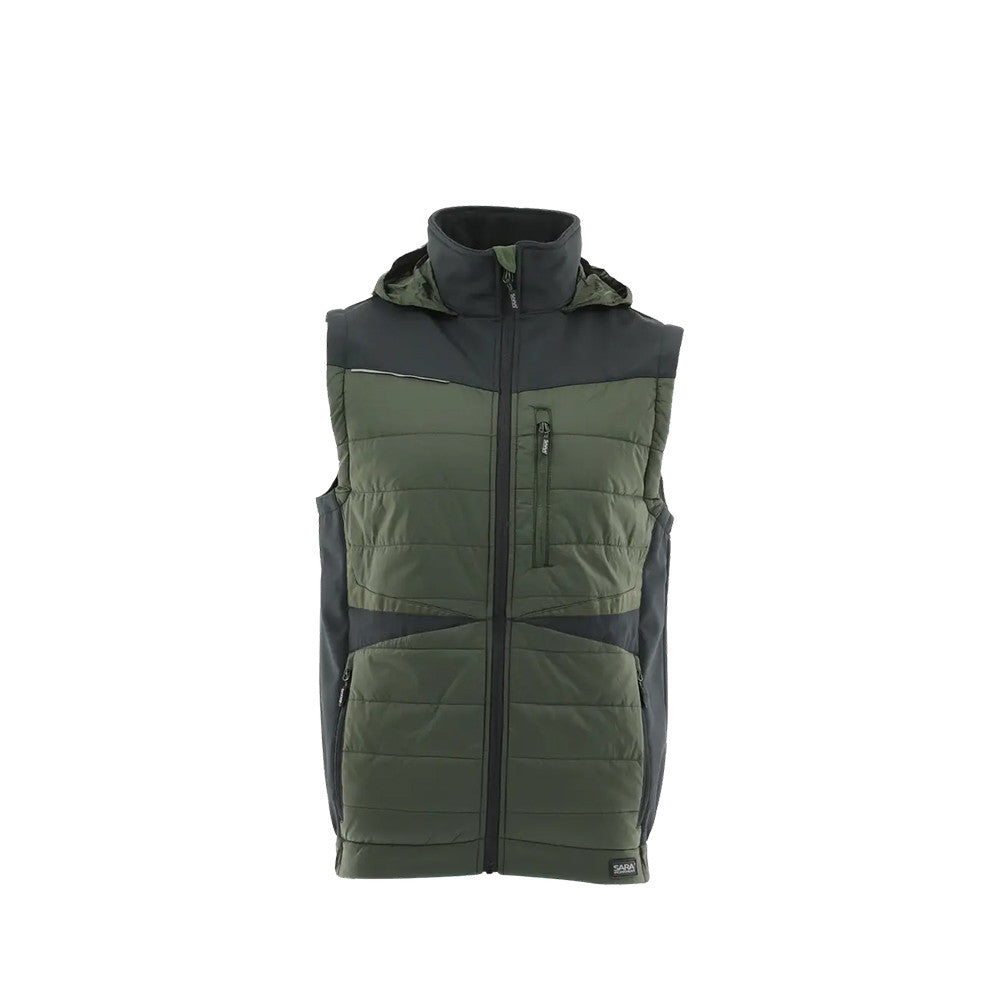 Sara Comfort Plus Hybrid kapucnis bélelt mellény fekete - zöld