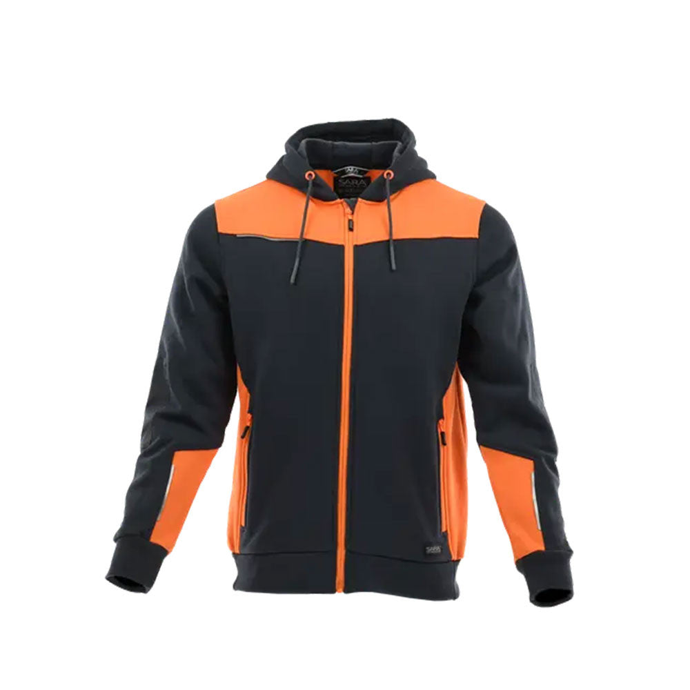 Sara Comfort Plus kapucnis pulóver s.szürke - narancs