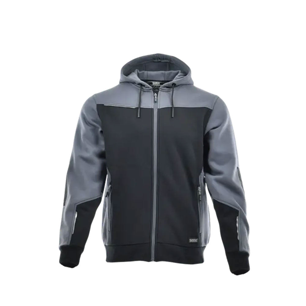 Sara Comfort Plus kapucnis pulóver fekete - szürke