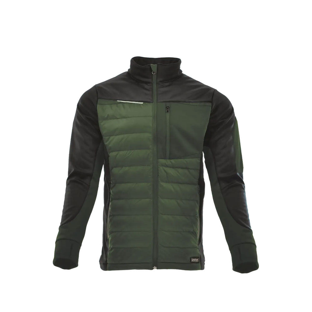 Sara Comfort Plus Hybrid cipzáras pulóver zöld - fekete